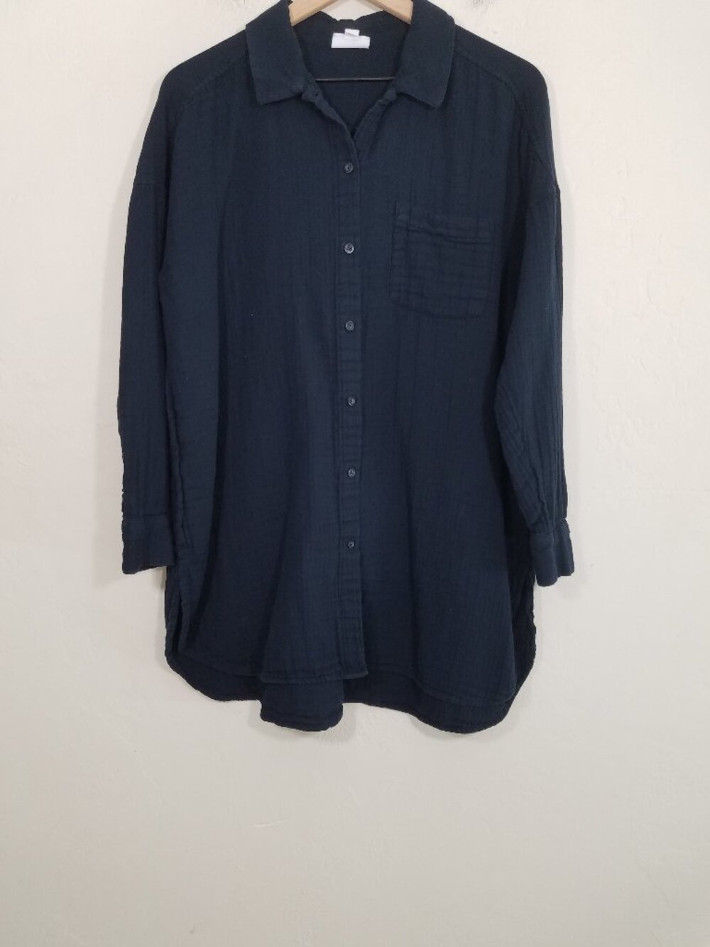 Pure Jill Cotton Button Up Long Sleeve Shirt Top Blouse Size L
